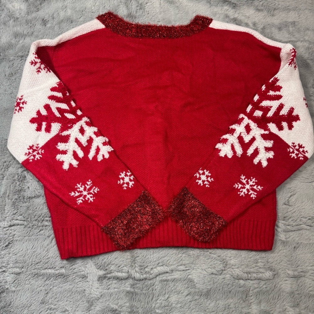 Major Label’s Womens Christmas Cardigan with Festive Snowflakes and Garland - Picture 2 of 12